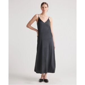 Quince Black Vintage Wash Tencel Maxi Slip Dress